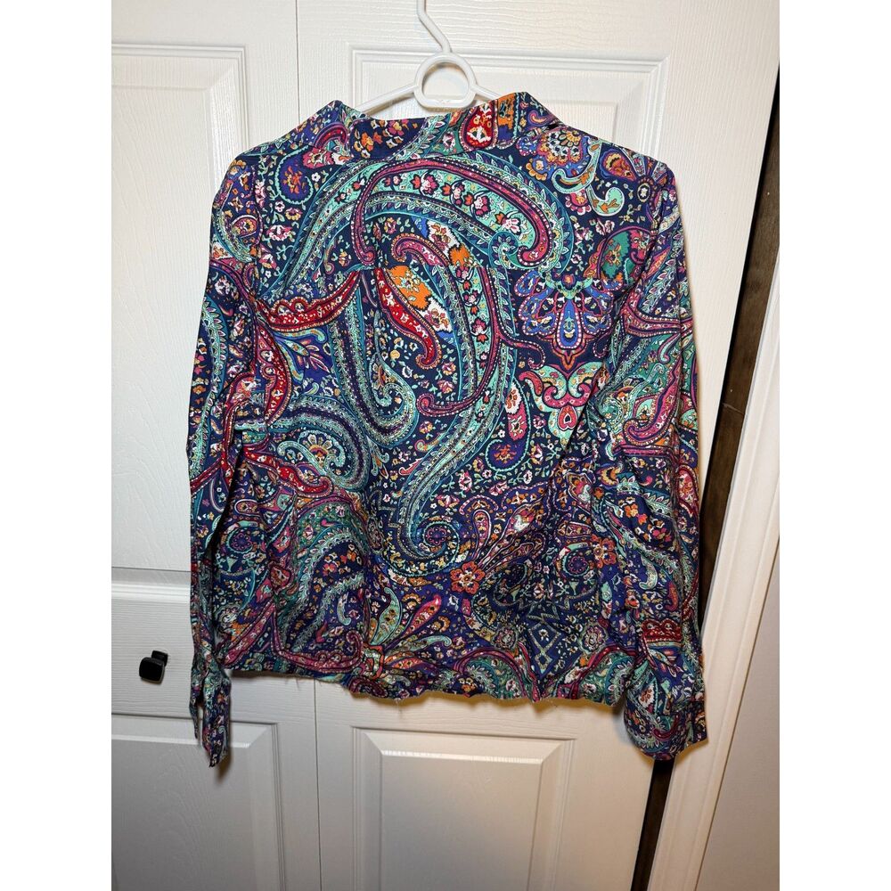Lands' End Women's Paisley Button Front Blouse Size 16 Multicolor - Picture 3 of 4